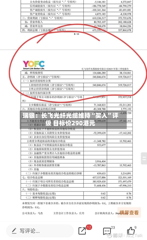瑞银：长飞光纤光缆维持“买入”评级 目标价290港元-第2张图片