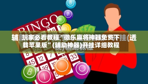 玩家必看教程“微乐麻将神器免费下载苹果版	”(辅助神器)开挂详细教程-第2张图片