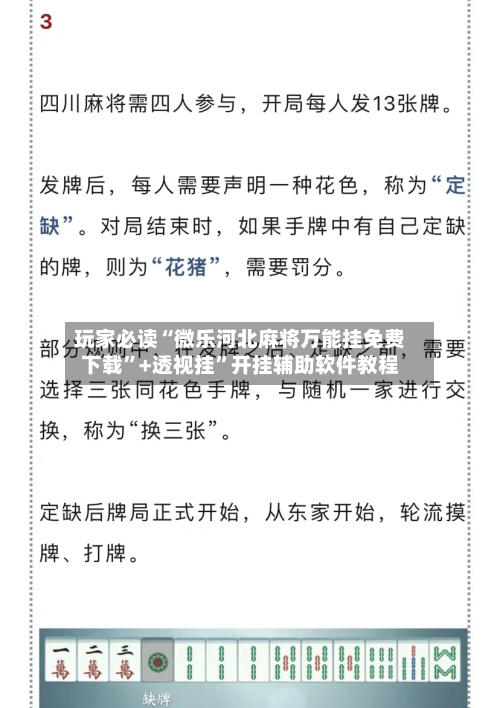 玩家必读“微乐河北麻将万能挂免费下载”+透视挂	”开挂辅助软件教程-第3张图片