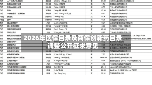 2026年医保目录及商保创新药目录调整公开征求意见-第3张图片