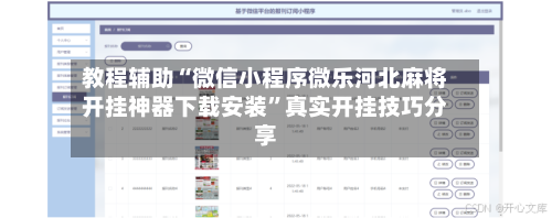 教程辅助“微信小程序微乐河北麻将开挂神器下载安装	”真实开挂技巧分享-第3张图片