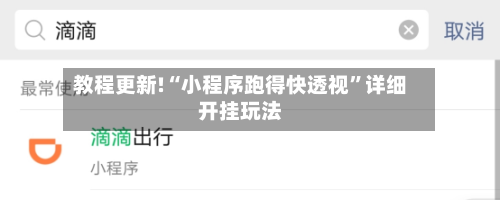 教程更新!“小程序跑得快透视	”详细开挂玩法-第3张图片