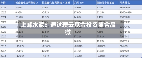 上峰水泥：通过璞云基金投资盛合晶微-第2张图片