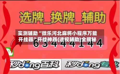 实测辅助“微乐河北麻将小程序万能开挂器	”开挂神器{透视辅助}全揭秘-第2张图片