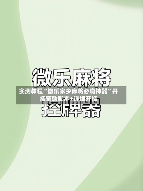实测教程“微乐家乡麻将必赢神器”开挂辅助脚本+详细开挂