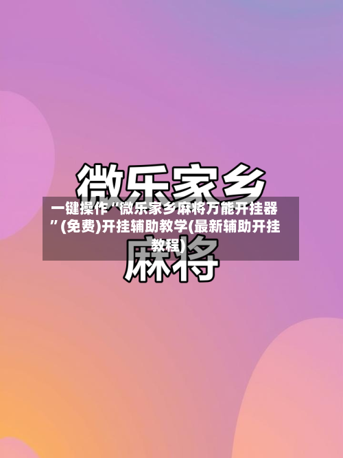 一键操作“微乐家乡麻将万能开挂器”(免费)开挂辅助教学(最新辅助开挂教程)-第3张图片