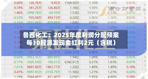 鲁西化工：2025年度利润分配预案每10股派发现金红利2元（含税）-第2张图片