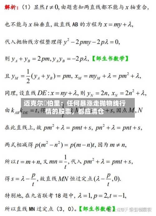 迈克尔・伯里：任何暴涨走抛物线行情的股票，都应清仓