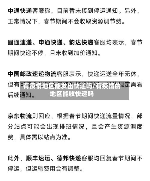 有疫情地区能发出快递吗/有疫情的地区能收快递吗-第2张图片