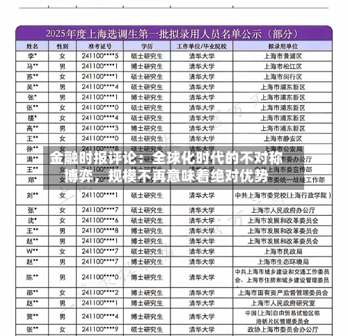 金融时报评论：全球化时代的不对称博弈，规模不再意味着绝对优势-第2张图片