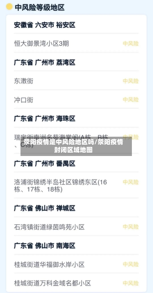 荥阳疫情是中风险地区吗/荥阳疫情封闭区域地图