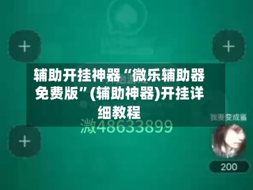 辅助开挂神器“微乐辅助器免费版”(辅助神器)开挂详细教程