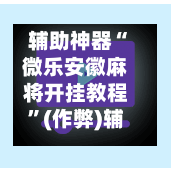 辅助神器“微乐安徽麻将开挂教程”(作弊)辅助透视教程