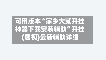 可用版本“家乡大贰开挂神器下载安装辅助”开挂(透视)最新辅助详细